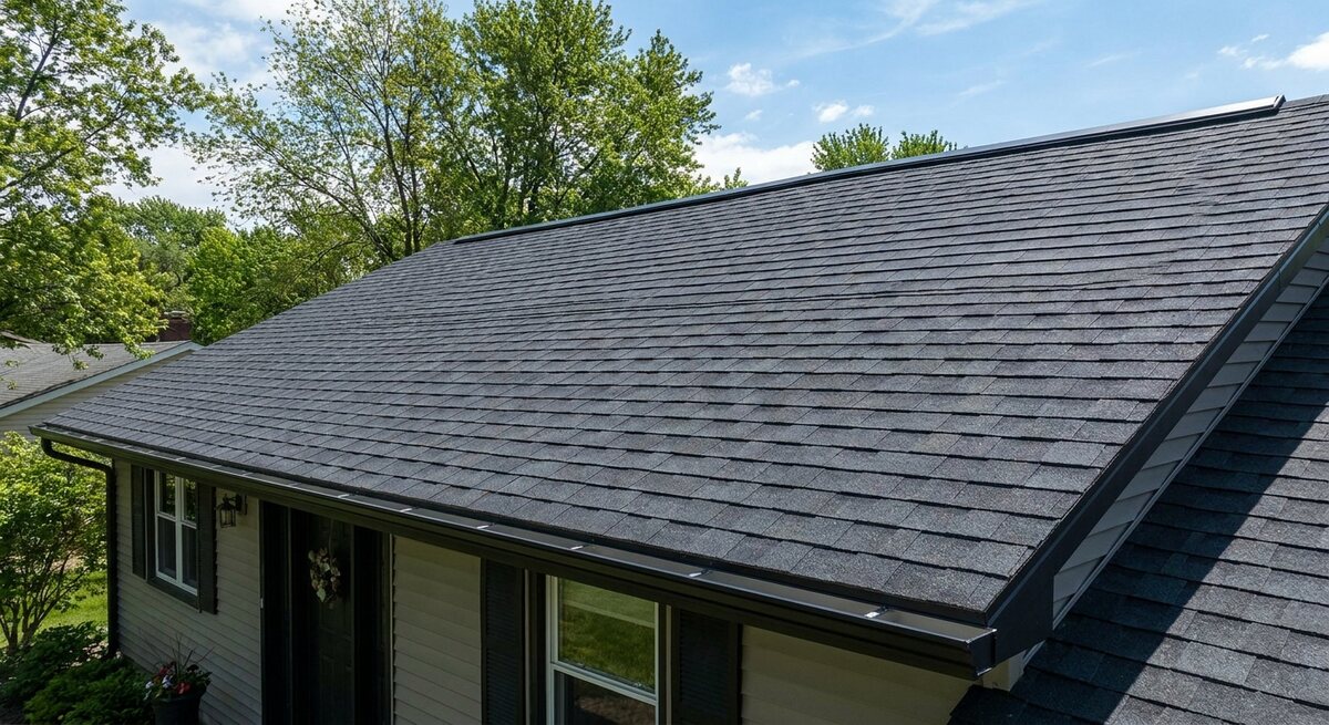 Newly installed roof after