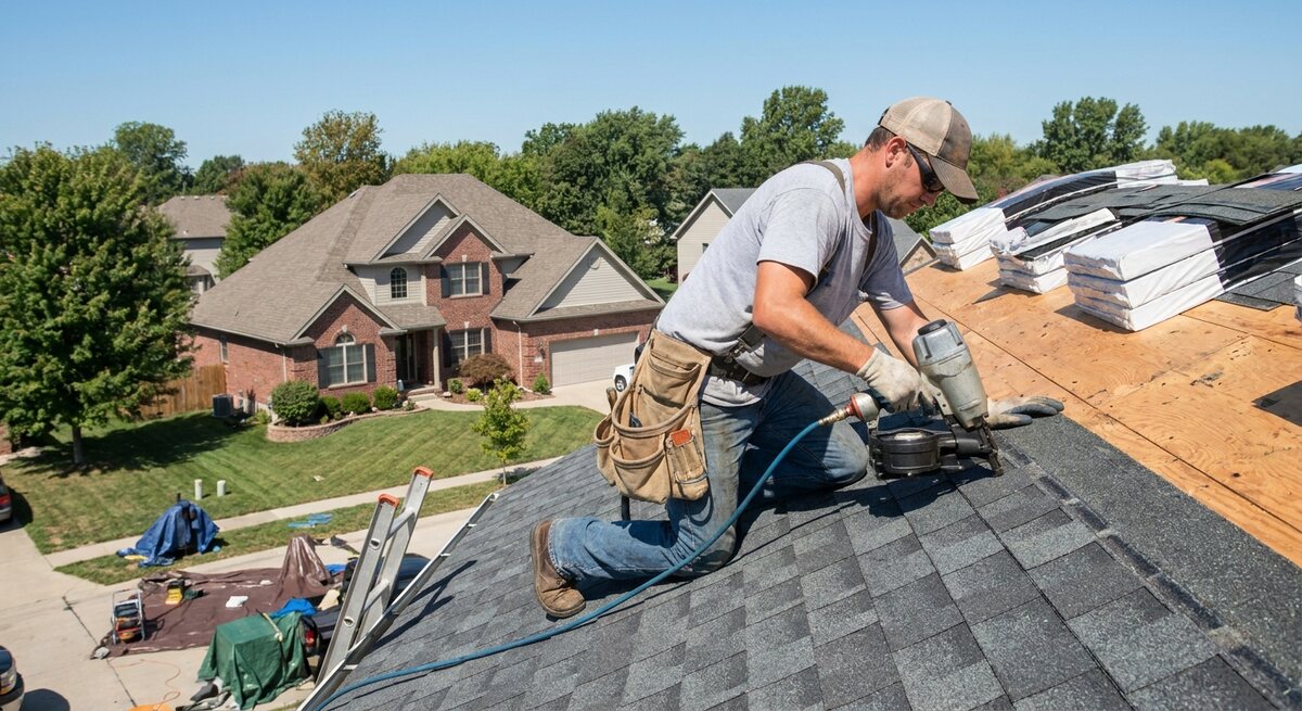 Pro Nail Exteriors installing a new roof